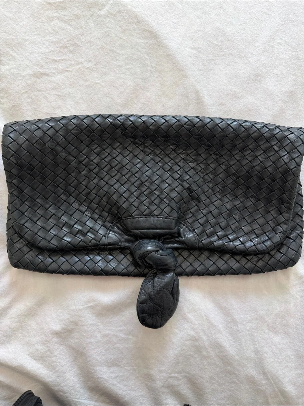 Vintage Cosci Woven Leather Travel Pouch - navy blue